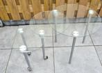 Glazen bijzettafel inklapbaar, Ophalen, Minder dan 55 cm, Rond, Glas