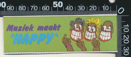 Sticker: Muziek maakt happy, Verzamelen, Stickers, Zo goed als nieuw, Strip of Tekenfilm, Ophalen of Verzenden