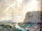 Johannes Frederik van Slogteren - Beek in landschap - Olieve, Ophalen