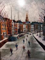 Winters stadsgezicht Groningen – Hoge der A met A-kerk, Antiek en Kunst, Ophalen of Verzenden