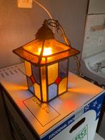 Antieke glas in lood hanglamp. Uniek exemplaar, Overige materialen, Gebruikt, Ophalen of Verzenden, Netvoeding