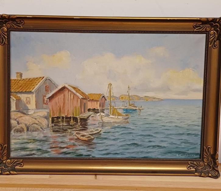 Olieverfschilderij John Ullman - Zweeds kustlandschap, Antiek en Kunst, Kunst | Schilderijen | Klassiek, Ophalen of Verzenden