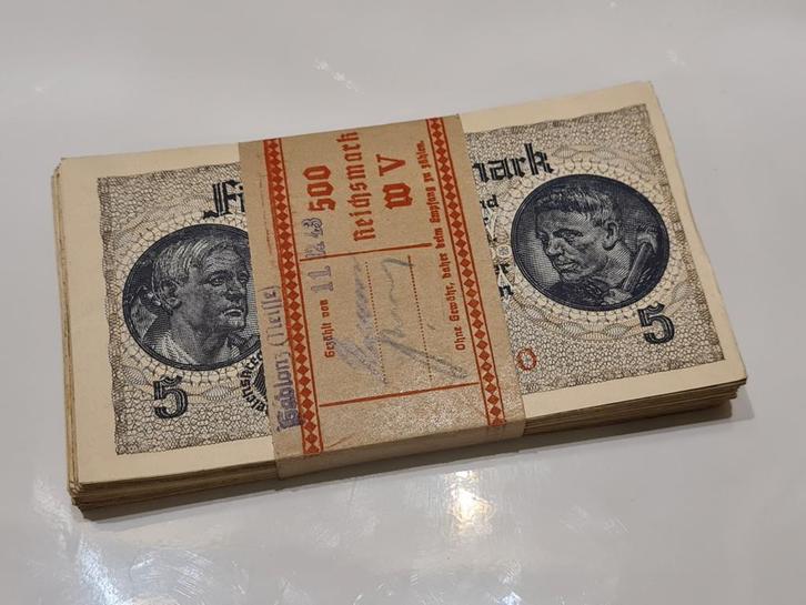 Bundel 100x 5 Reichsmark Tweede Wereldoorlog, Verzamelen, Militaria | Tweede Wereldoorlog, Overige soorten, Nederland, Ophalen of Verzenden