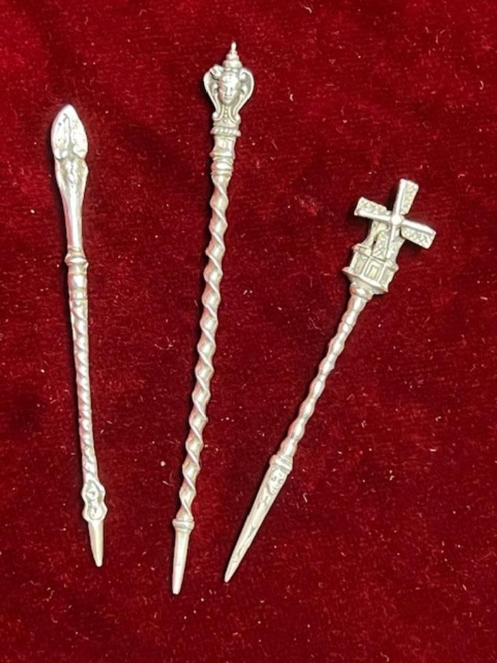 PIJPENRAGERS, PIJPENWROETERS, PEUTERAARS LOTJE VAN 3 STUKS, Antiek en Kunst, Antiek | Goud en Zilver, Zilver, Verzenden