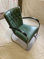 Vintage Jaren '50 Mat Chroom Gispen 412 GE Fauteuil Groen, Huis en Inrichting, Fauteuils, Ophalen, Gispen CUlemborg, 75 tot 100 cm