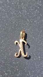 Gouden Letter K Hanger met Diamantjes, Ophalen of Verzenden, Zo goed als nieuw, Met edelsteen, Goud