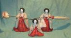 3 japanse poppetjes met gofun hoofdjes, Antiek en Kunst, Antiek | Speelgoed, Ophalen of Verzenden