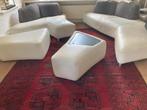 Complete Leolux Archipel set, 2 banken, 2 hockers, wit/creme, Ophalen, Gebruikt, Leer