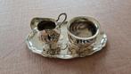 Zilveren koffiemelkkan en suikerpotje op dienbladje, Antiek en Kunst, Antiek | Goud en Zilver, Ophalen of Verzenden, Zilver