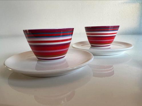2 Iittala Origo Eierdop Schotel Rood Roze Häberli Nieuwstaat, Huis en Inrichting, Keuken | Servies, Nieuw, Overige typen, Overige stijlen