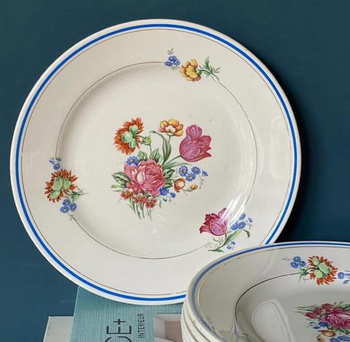 Moulin des Loups set van 6 vintage ontbijtbordjes, Huis en Inrichting, Keuken | Servies, Bord(en), Overige stijlen, Porselein