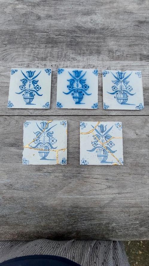 drie antieke Delfsblauwe tegeltjes, 13x13, Antiek en Kunst, Antiek | Wandborden en Tegels, Ophalen of Verzenden