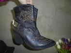 w3) stoer cowboy look leer laarzen zwart jeffrey campbell 41, Ophalen, Hoge laarzen, Zwart, Zo goed als nieuw