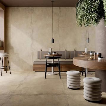 Tegelvloer 100x100 warm beige rest partij 92m2 beschikbaar voor biedingen