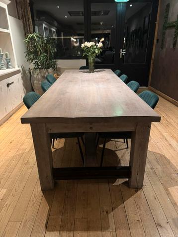 Eettafel 3x1 meter eikenhout met staal beschikbaar voor biedingen