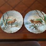 Twee decoratieve borden met herten limoges, Antiek en Kunst, Ophalen of Verzenden