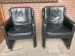 2 Lederen eetkamerstoelen, Huis en Inrichting, Stoelen, Ophalen, Gebruikt, Twee, Zwart