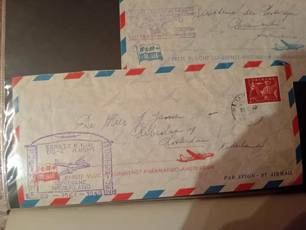 KLM Eerste Vlucht Suriname 1949, Ophalen of Verzenden, Envelop