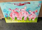 Canvas schilderij met varkens 115x75cm, Ophalen, Zo goed als nieuw, Wanddecoratie