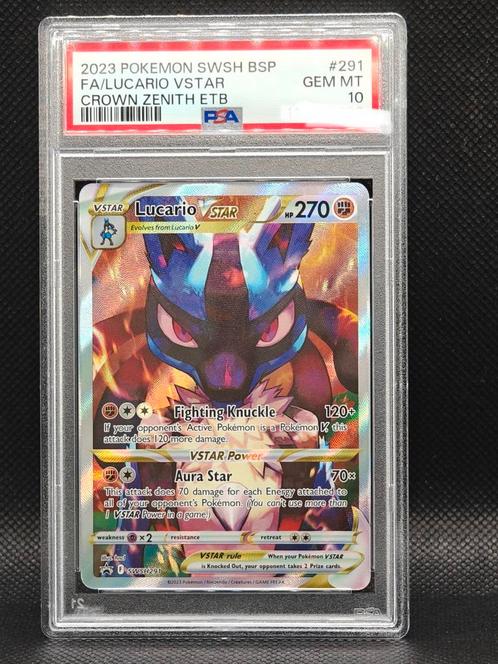 PSA 10 GEM MINT Lucario Vstar Crown Zenith swsh291, Hobby en Vrije tijd, Verzamelkaartspellen | Pokémon, Zo goed als nieuw, Losse kaart