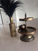 Plateau en vaas met zwarte pluimen, Overige materialen, Zwart, Ophalen of Verzenden, Zo goed als nieuw