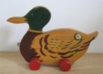 Oud houten eend op wielen - Nooitgedagt (jaren '50), Antiek en Kunst, Ophalen of Verzenden