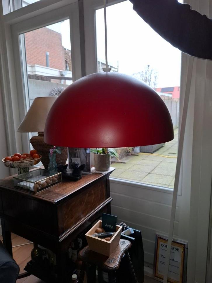 Rode hanglamp - Stijlvol en uniek!, Huis en Inrichting, Lampen | Hanglampen, Gebruikt, 50 tot 75 cm, Metaal, Ophalen