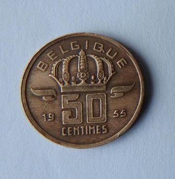 Munt Belgie 50 centimes 1955 beschikbaar voor biedingen