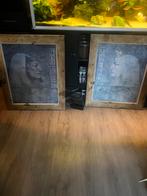 2 schilderijen Cleopatra en Ramses van zwaar hout, Ophalen of Verzenden