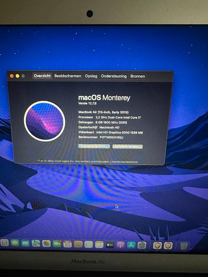 MacBook Air 2015 i7 - Goed Onderhouden, Computers en Software, Apple Macbooks, Gebruikt, MacBook Air, 13 inch, 2 tot 3 Ghz, 128 GB of minder