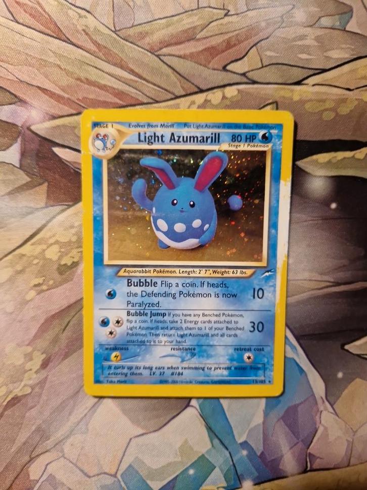 Light Azumarill 13/102 Neo Destiny 2000 Wotc, Hobby en Vrije tijd, Verzamelkaartspellen | Pokémon, Gebruikt, Losse kaart, Foil