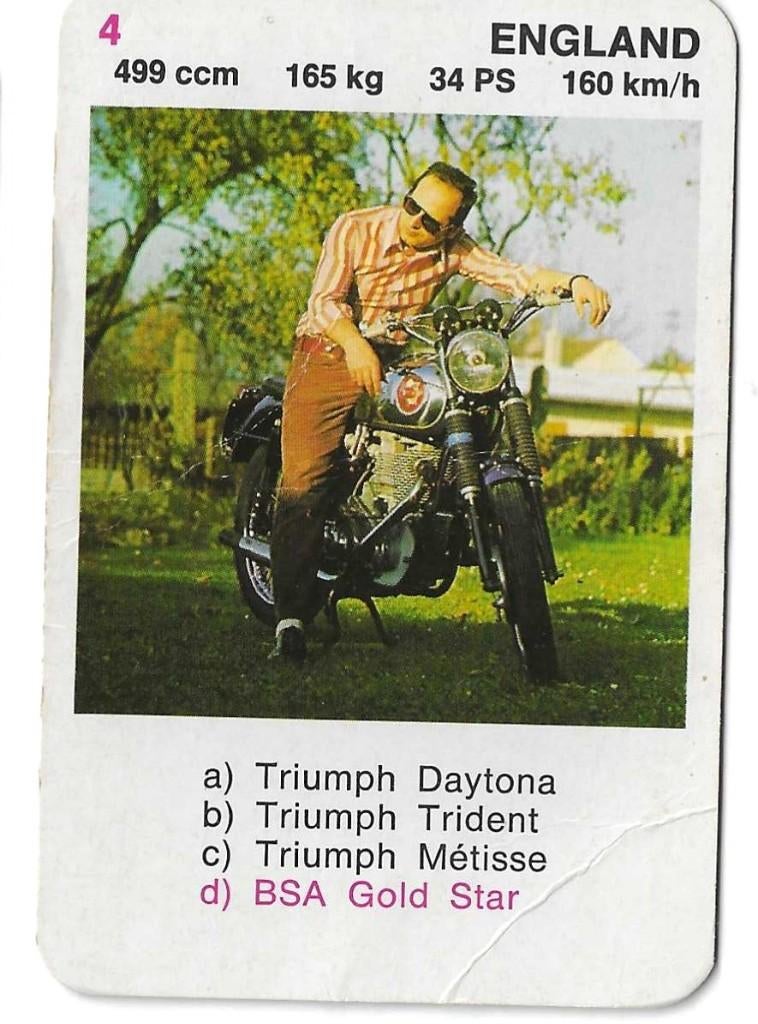 Kwartetkaart BSA Gold Star, Ophalen of Verzenden, Gebruikt, Motoren