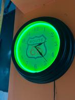 Route 66 Reclame Wandklok met Neon, Gebruikt, ., Lichtbak of (neon) lamp, Ophalen of Verzenden