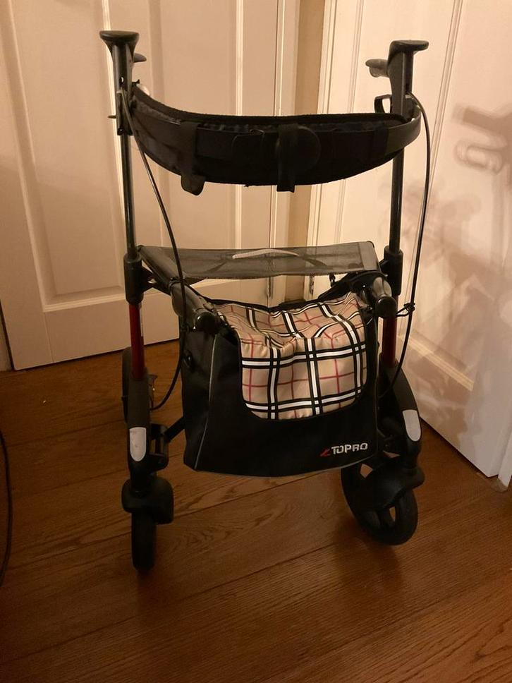 Topro Troja 2G S Premium bordeaux rood met burberry ruit tas, Diversen, Rollators, Zo goed als nieuw, Ophalen of Verzenden