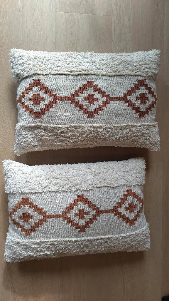 2 Boho / Ibiza-stijl sierkussens, Huis en Inrichting, Woonaccessoires | Kussens, Zo goed als nieuw, Vierkant, Ophalen