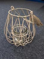 Wit draadstaal windlicht nieuw 22 cm, Overige materialen, Wit, Nieuw, Ophalen of Verzenden