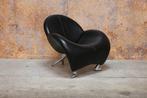 ZGANieuw! zwarte leren Leolux Papageno design fauteuil, Leolux, Design, 75 tot 100 cm, Ophalen of Verzenden