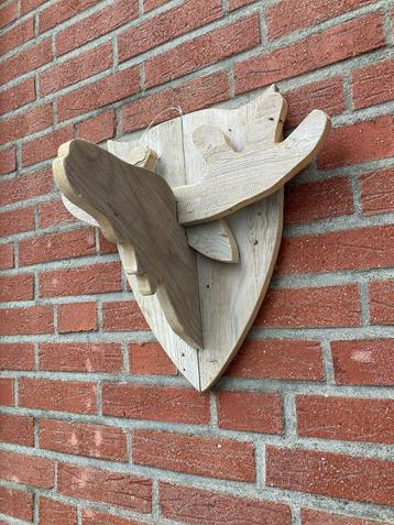 Prachtige houten rendierkop voor binnen of buiten (4 stuks)  beschikbaar voor biedingen