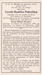 Peijnenborg Cornelis 1876 Goirle 1948, Ophalen of Verzenden, Bidprentje