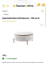 Ibiza  tafel Wit salontafel marmer 100cm zgan, Ophalen, 100 tot 150 cm, 50 tot 100 cm, Zo goed als nieuw
