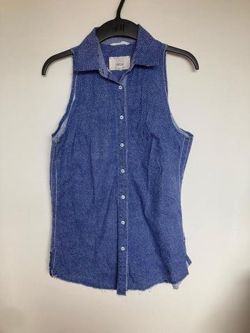 Diega mouwloze blouse jeanslook blauw wit maat L beschikbaar voor biedingen