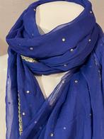 Blauwe sjaal met gouden details, Kleding | Dames, Mutsen, Sjaals en Handschoenen, Ophalen of Verzenden, Zo goed als nieuw