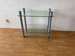 Glazen TV meubel met metalen frame, Ophalen, Gebruikt, 50 tot 100 cm, Glas