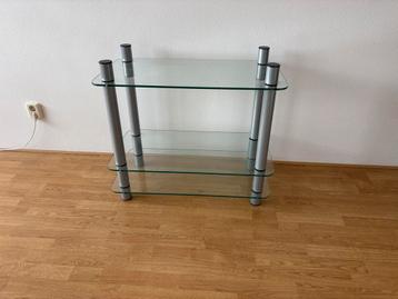 Glazen TV meubel met metalen frame beschikbaar voor biedingen