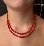 Bloedkoraal dieprode antieke ketting 14k slot goud dames, Ophalen of Verzenden, Goud, Ketting, Met edelsteen