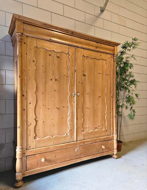 Antieke grenen XL Biedermeier linnenkast vintage meidenkast, Antiek en Kunst, Curiosa en Brocante, Ophalen of Verzenden