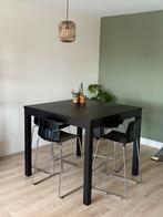 Zwarte Eettafel met Stoelen, Huis en Inrichting, Tafels | Eettafels, Ophalen, Gebruikt, 100 tot 150 cm, Vierkant
