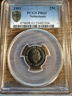 Zeldzaam kwartje 1951 proof, Ophalen of Verzenden, Koningin Juliana, 25 cent, Losse munt