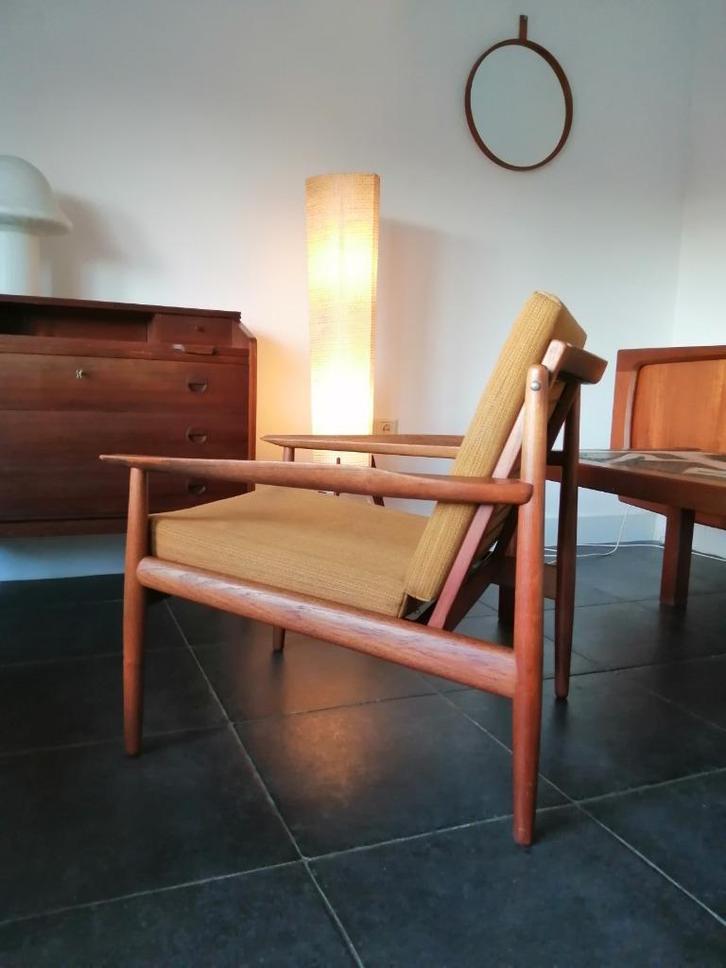 Retro Arne Vodder fauteuil voor Glostrup jaren 60 teak Deens, Huis en Inrichting, Fauteuils, Gebruikt, Hout, Stof, 50 tot 75 cm