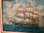 schip olieverfschilderij 39 x 33 cm (lijst 5 cm), Ophalen of Verzenden